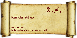 Karda Alex névjegykártya